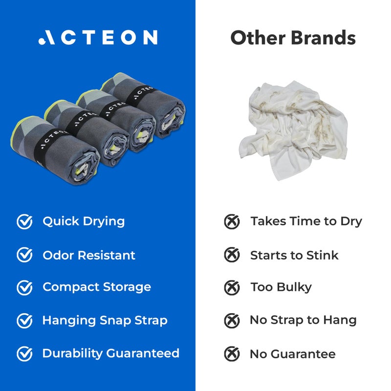 Acteon Quick Dry Microfiber Gym Towel, 4 Pack Odor-Free, Super Absorbent Workout Towels, Body Sweat - Image 2